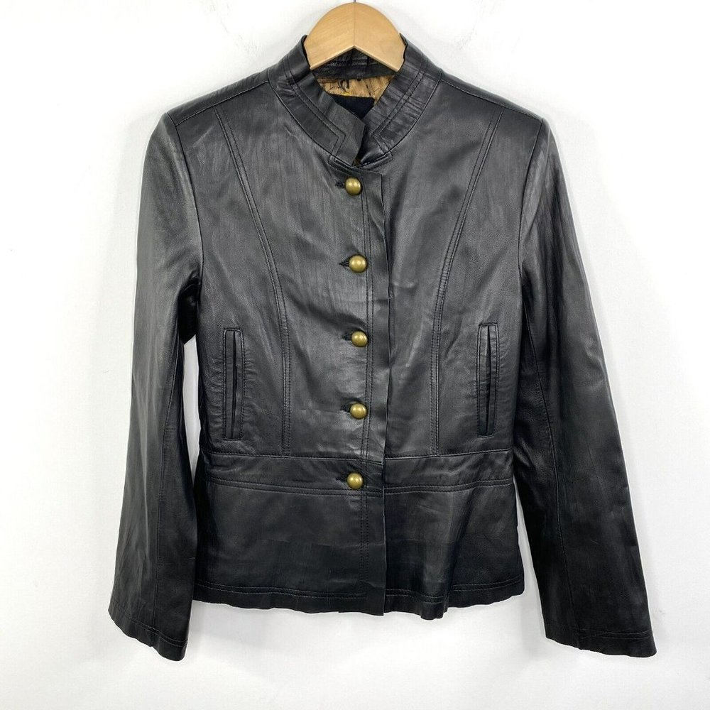 Soft Black Leather Jacket Buttons